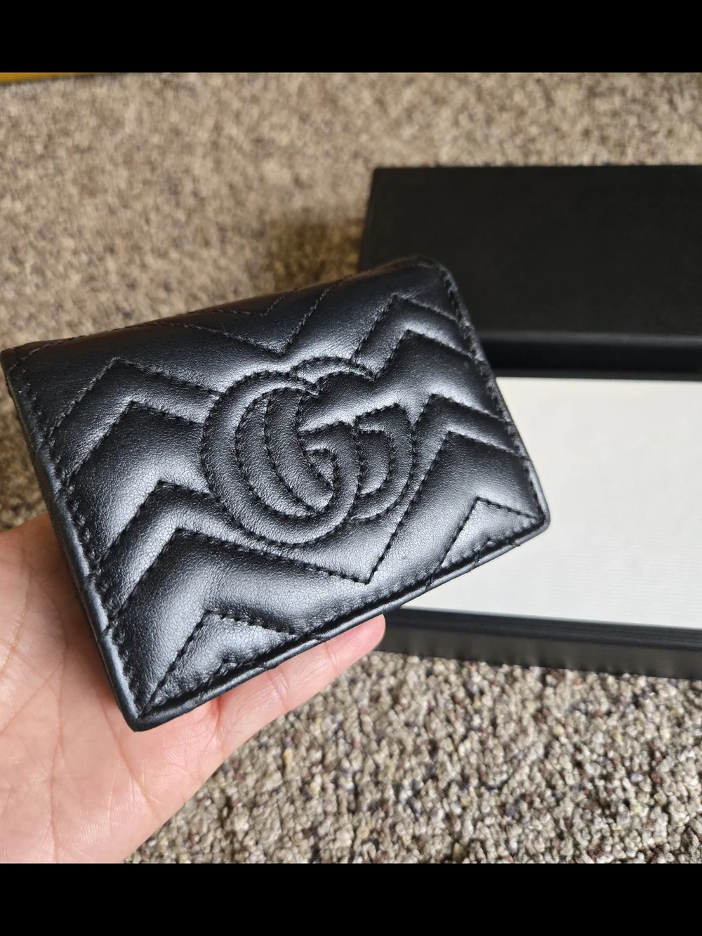 Gucci Black Quilted Leather Wallet - GG Marmont - Picture 7 of 16